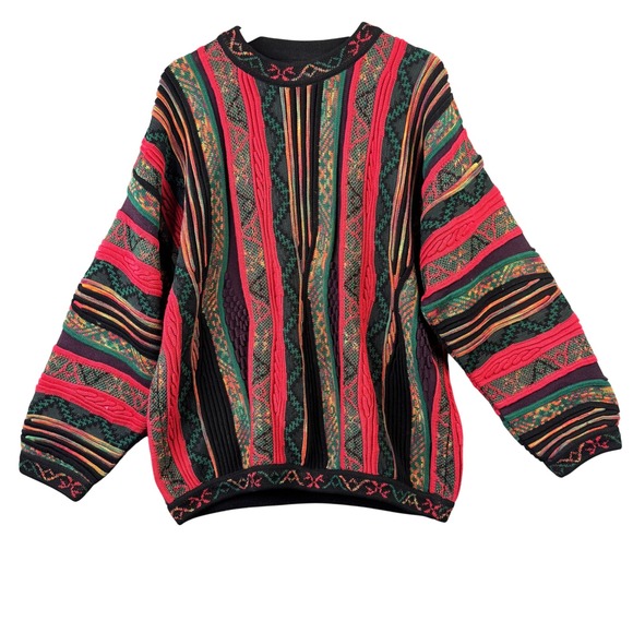 Norm Thompson Vintage 3D Textured Knit Sweater Mens Medium Coogi Style Cotton - Picture 2 of 7